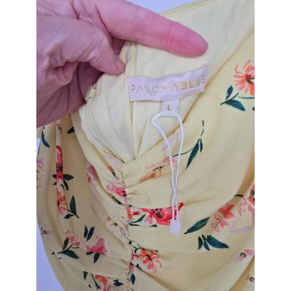 Paloma Blue Size Large Evie Dress Yellow Floral Print with Belt  MSRP $504 - Picture 4 of 6
